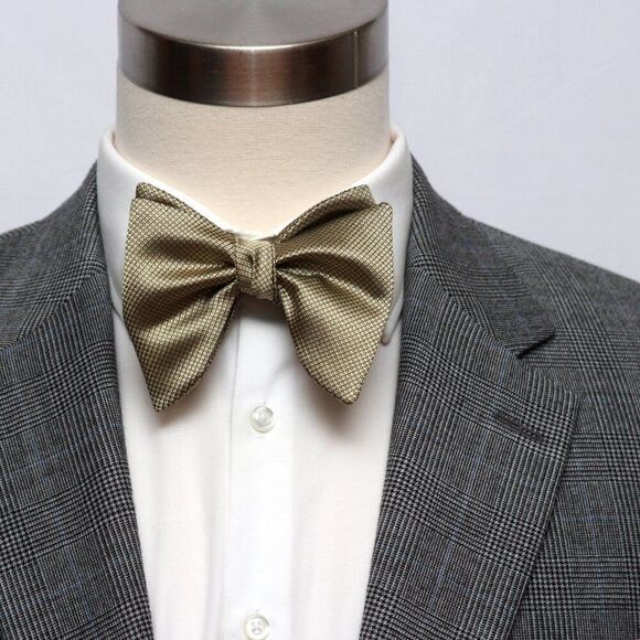 Men's Self-tied Bow Tie Dusty Gold Silk Big Butterfly S428 - Picture 13 of 16